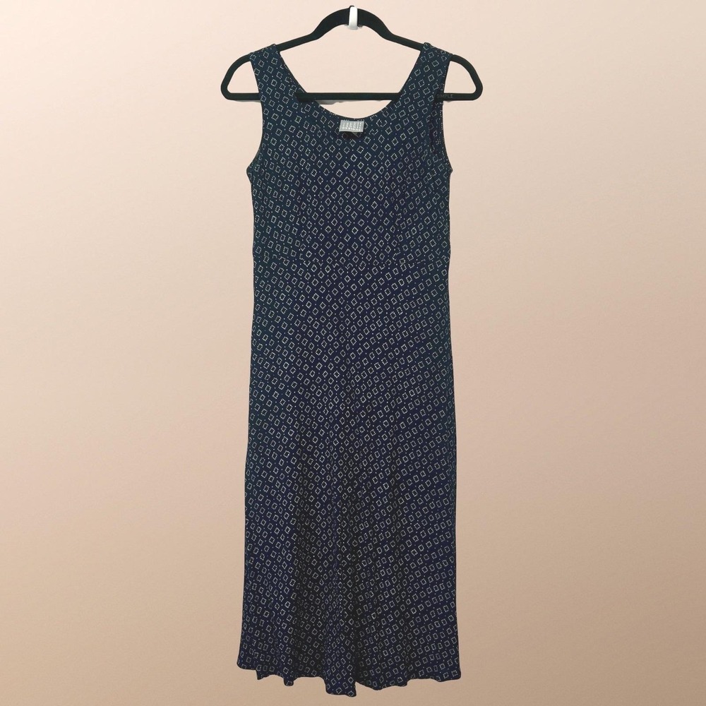 Rabbit Rabbit Rabbit Designs Geometric Midi Dress Womens 6M Navy Blue Sleeveless